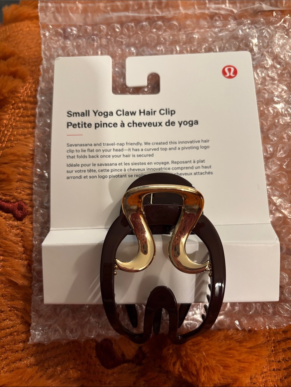 lululemon athletica Small Yoga Claw Hair Clip - Brown with Gold Accent